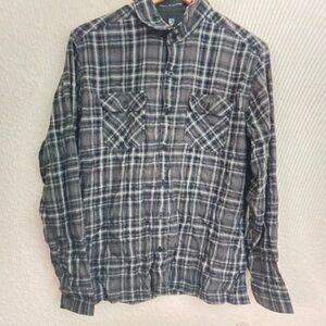 Men's Plaid Shirt - Black and Gray